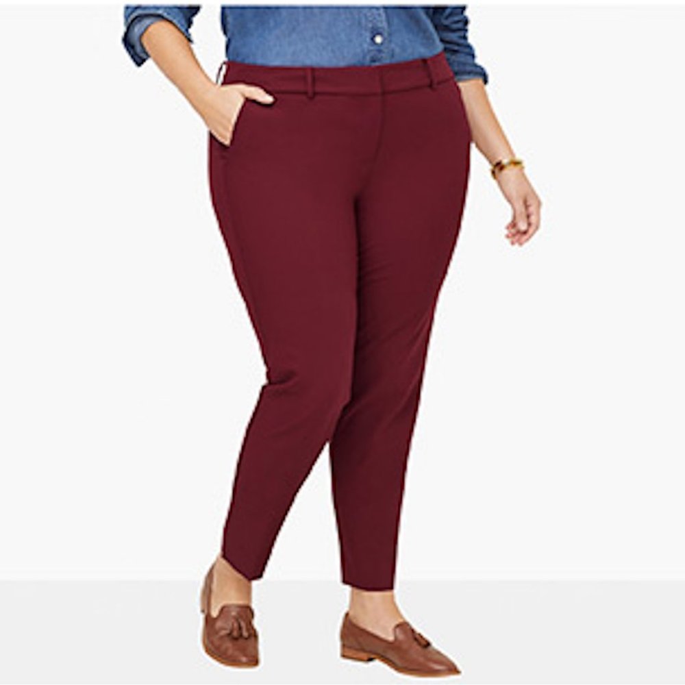 Talbots Burgundy Straight-Leg Ankle Pants
